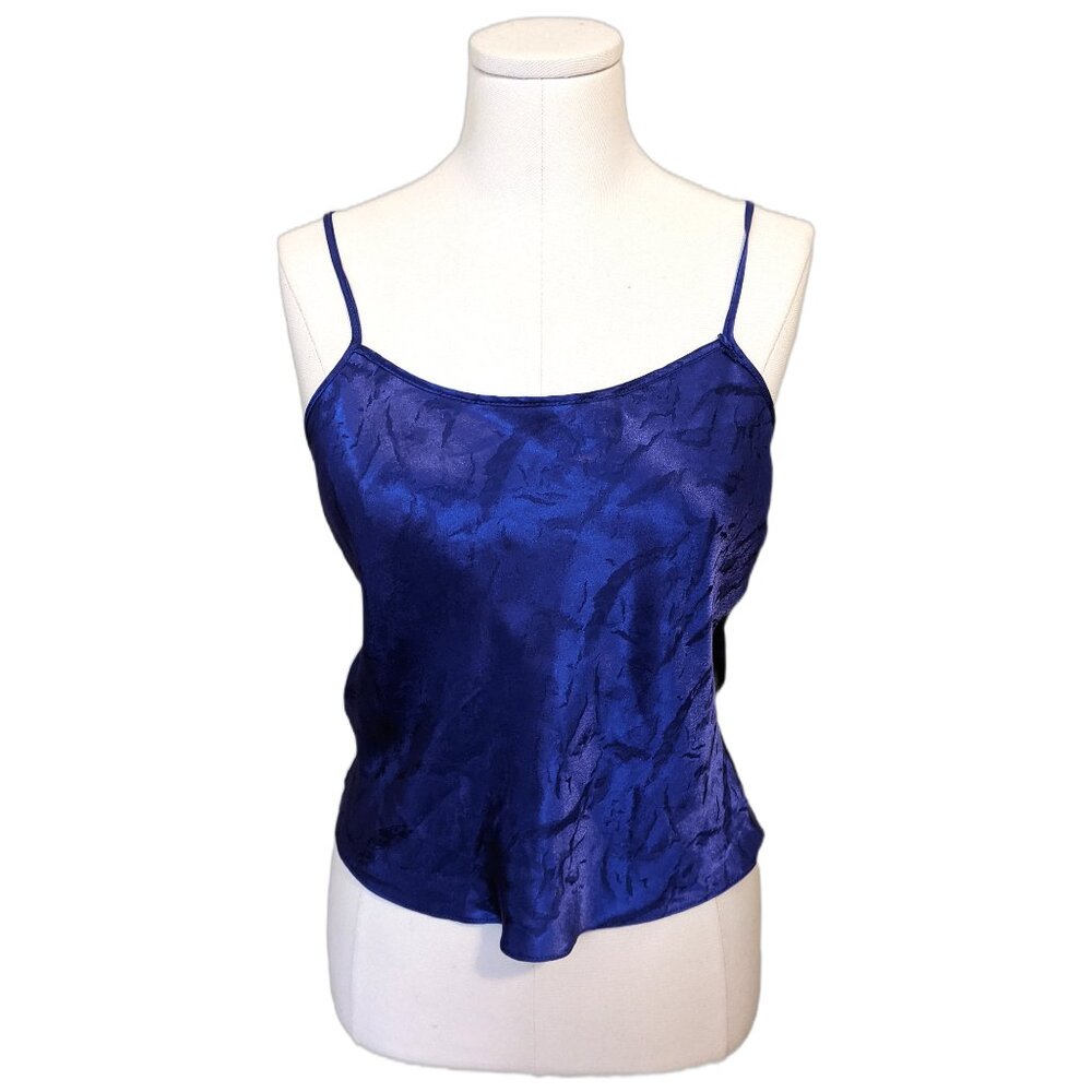Vintage 90s La Vie en Rose Deep Purple Cami Top Coquette Satin Retro Lingerie S